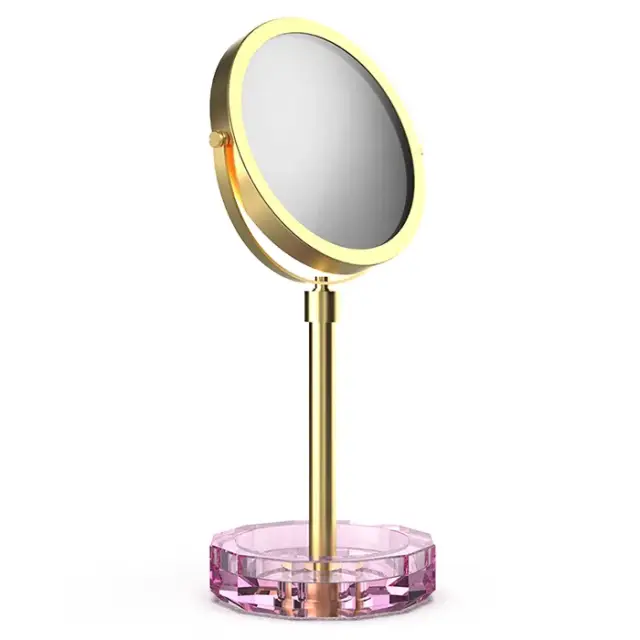 Decor Walther Kristall KSA Косметическое зеркало, 5x увеличение d15 см, цвет: розовый/золото 0941961