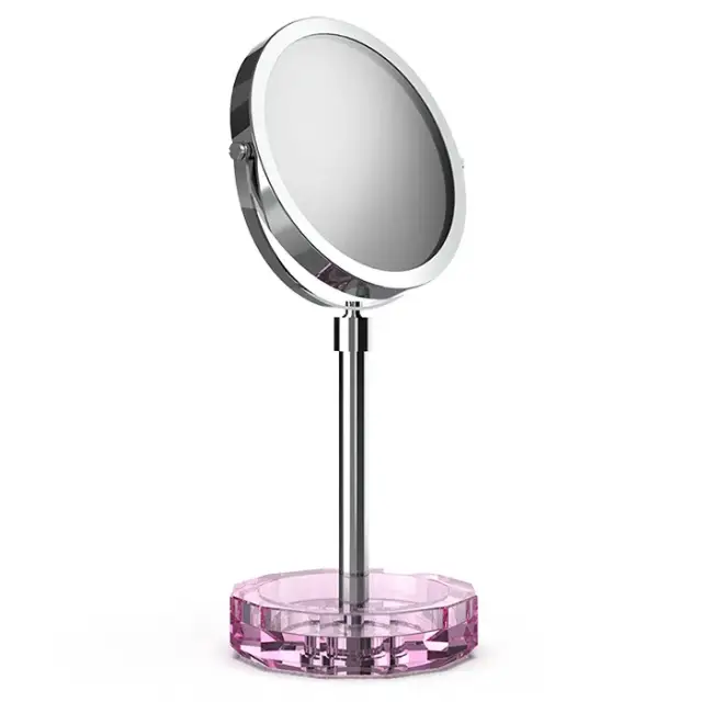 Decor Walther Kristall KSA Косметическое зеркало, 5x увеличение d15 см, цвет: розовый/хром 0941761