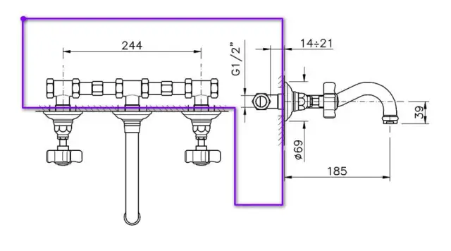 Nicolazzi Doccia Внутренняя часть смесителя для раковины на 3 отверстия, c картриджами DX+DX C1477DX