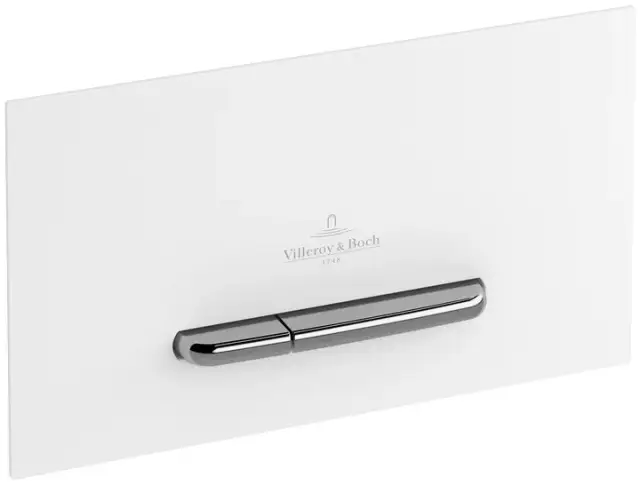 Villeroy & Boch Кнопка смыва для унитаза, стеклянная пневматическая, цвет: белый/сталь 922160RE