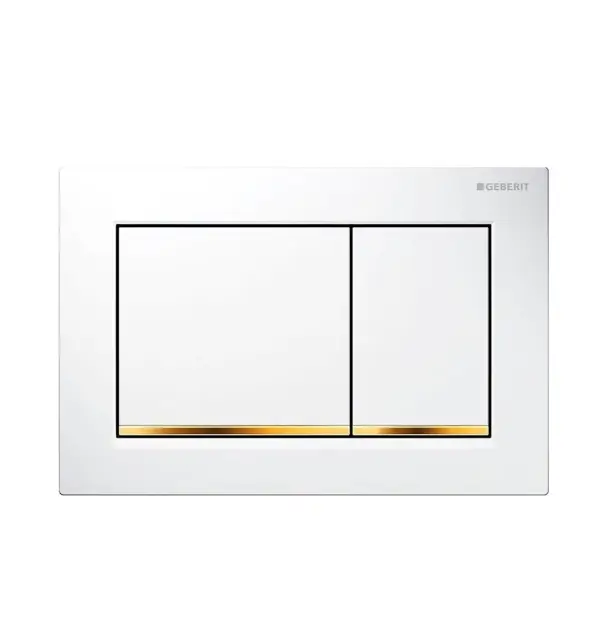 Geberit Omega 30 Кнопка смыва для унитаза, пластик, цвет: белый/золото 115.080.KK.1