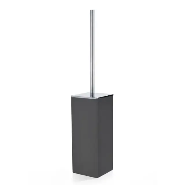 3SC Mood Black Туалетный ёршик, напольный,  композит Solid Surface, цвет: чёрный матовый/хром