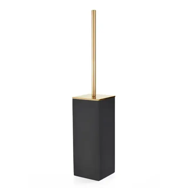 3SC Mood Black Туалетный ёршик, напольный,  композит Solid Surface, цвет: чёрный матовый/золото 24к.