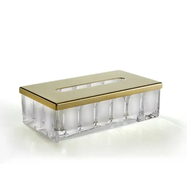 3SC Montblanc Контейнер для бумажных салфеток настольный 23хh7х12,5 см, цвет: прозрачный хрусталь/латунь