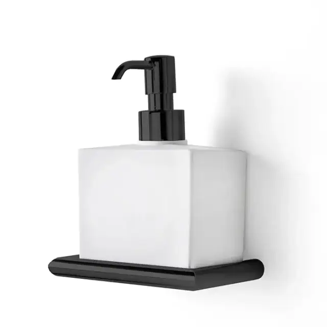 3SC Guy Дозатор для жидкого мыла, подвесной, композит Solid Surface, цвет: белый матовый/черный матовый