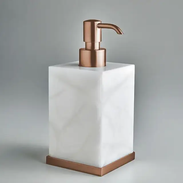 3SC Baster Square Дозатор для жидкого мыла, настольный, цвет: алебастр/Warm Brushed Bronze PVD