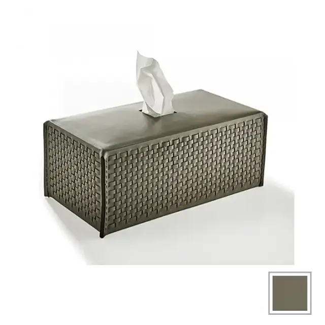 3SC Hilton Контейнер для бумажных салфеток 29х10х14см., настольный, плетеная кожа, цвет: Tortora