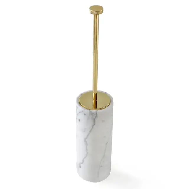 3SC Apuana 2.0 Ершик туалетный напольный d11xh65 см, цвет: мрамор White Statuario/латунь сатинированная матовая