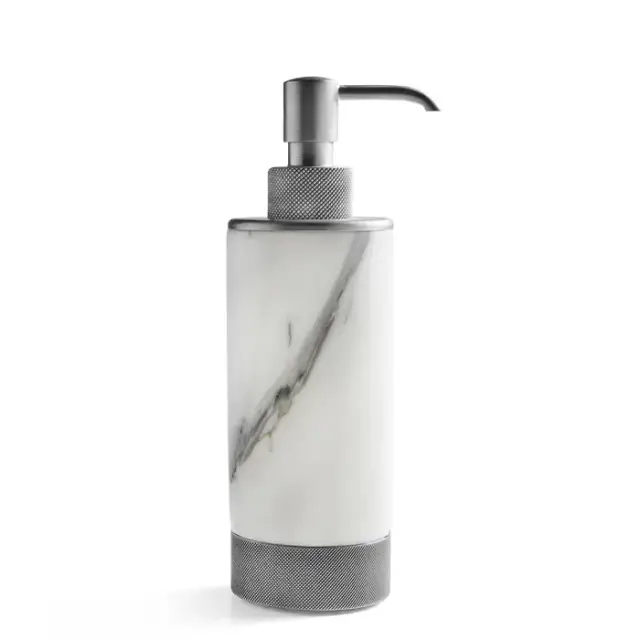 3SC Apuana 2.0 Дозатор настольный d6,5хh21 см, цвет: мрамор White Statuario/никель сатинированный полированный