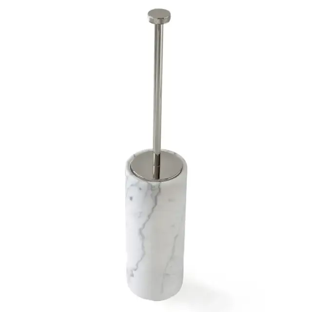 3SC Apuana 2.0 Ершик туалетный напольный d11xh65 см, цвет: мрамор White Statuario/никель сатинированный полированный