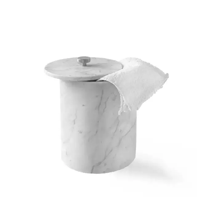 3SC Apuana 2.0 Урна с крышкой d20хh26 см, цвет: мрамор White Statuario/хром