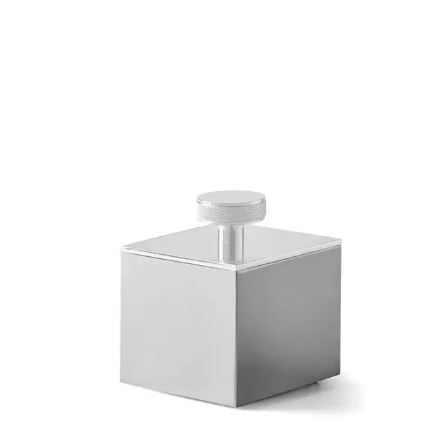 3SC Metal Quadra Баночка универсальная, 7х7хh8см, с крышкой, настольная, цвет: белый матовый