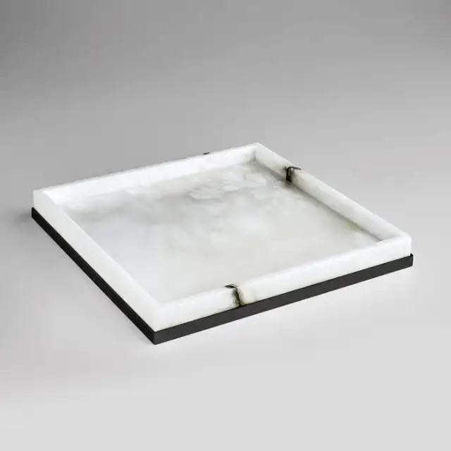 3SC Baster Round Лоток 25.5х2.5х25.5 см., настольный, цвет: алебастр/никель черный матовый