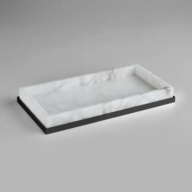 3SC Baster Round Лоток 25.5х2.5х13см., настольный, цвет: алебастр/никель черный матовый