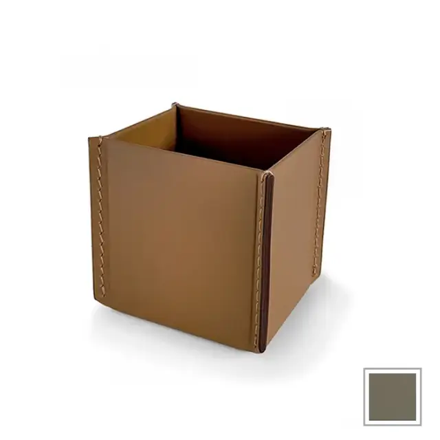 3SC Meridien Стакан для аксессуаров, настольный, гладкая кожа, цвет: Tortora