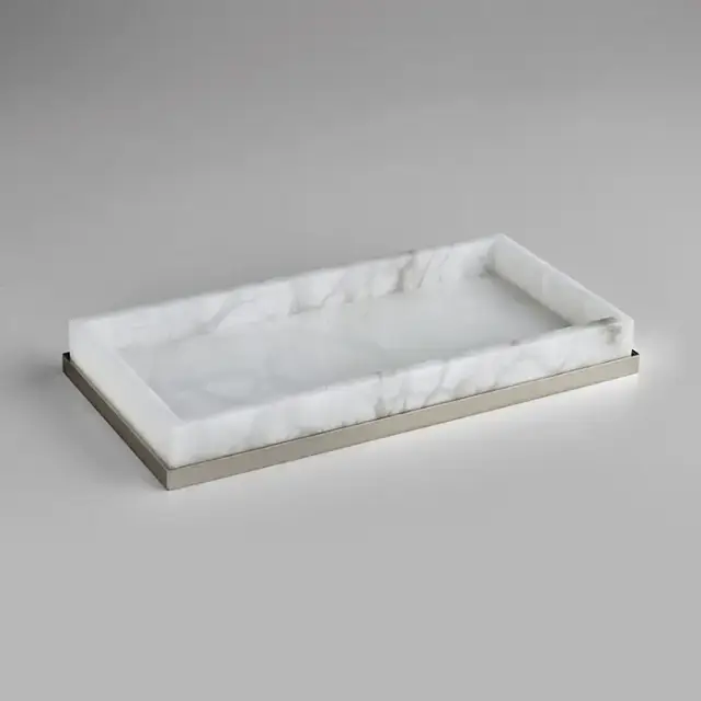 3SC Baster Round Лоток 25.5х2.5х13см., настольный, цвет: алебастр/никель сатинированный матовый